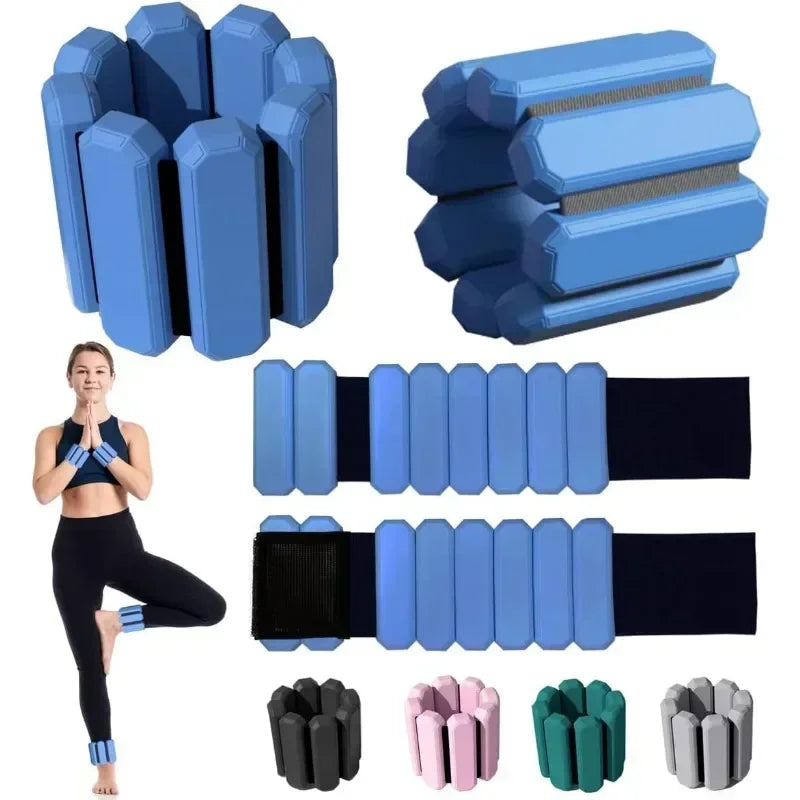 Adjustable wrist and ankle weights in various colors for fitness, yoga, and exercise training