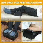 Multi-use massager for calves, feet, and arms with ergonomic black design shown in use.