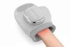 Wearable grey hand massager with control panel used for hand recovery and wellness